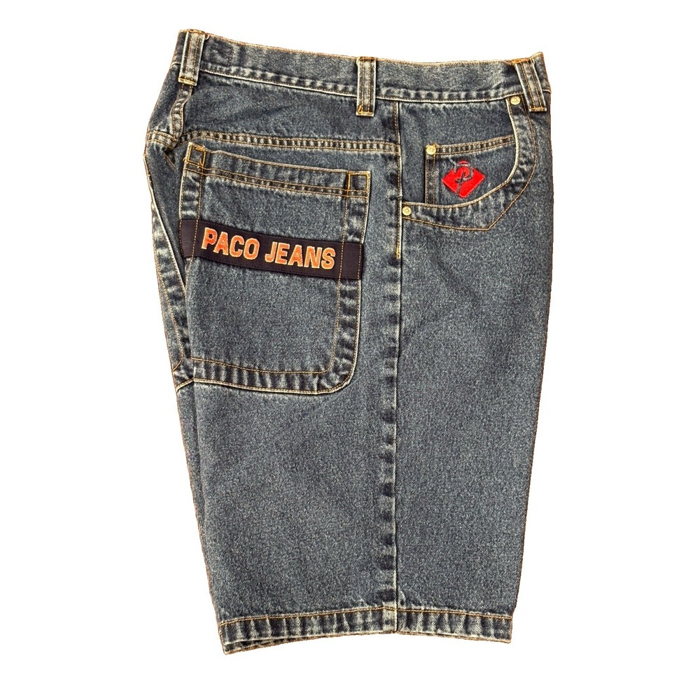 Vintage 90s Paco Jeans Dark Blue Denim Baggy Jean Shorts Size 30 Street Wear Rap